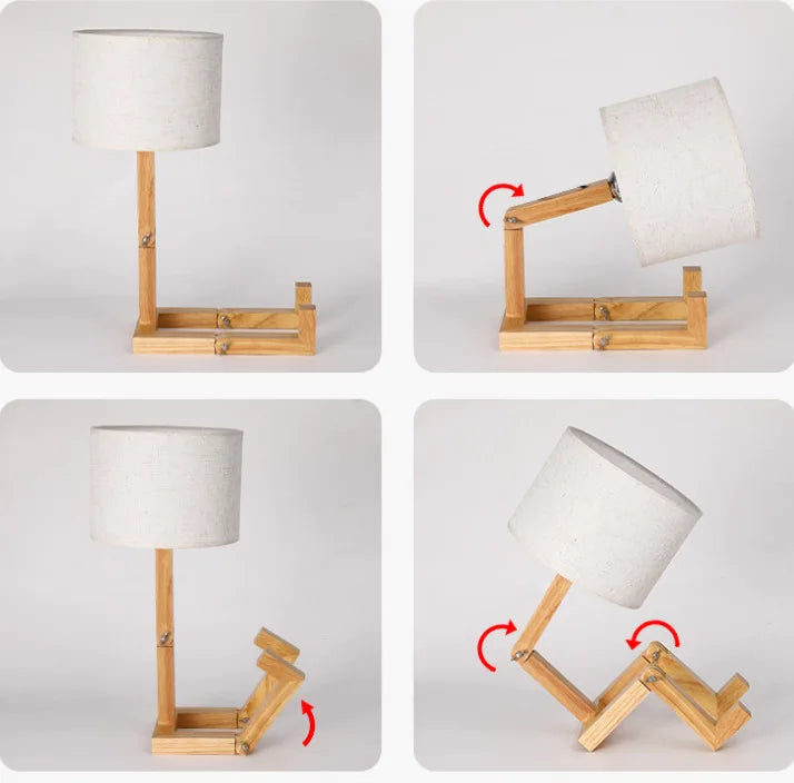 Nordic Wooden Robot Shaped LED Table Lamp