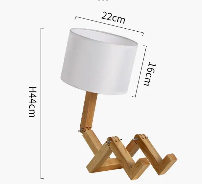 Nordic Wooden Robot Shaped LED Table Lamp